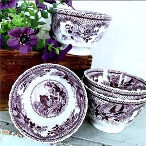 ONE Antique Crown Ducal Bristol Mulberry Purple Transferware Handleless Cup